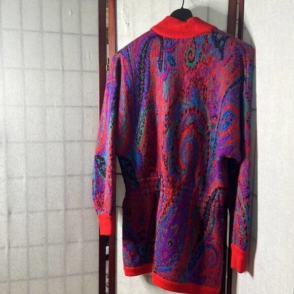 ESCADA BY MARGARETHA LEV‎ MOHAIR BLEND PAISLEY CHUNKY VINTAGE SWEATER SIZE 42 - Picture 4 of 15